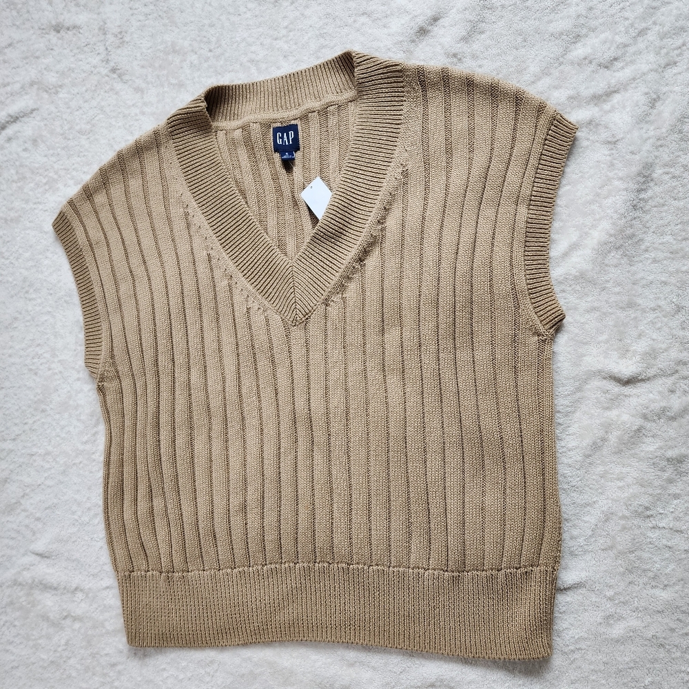 Gap Cotton Ribbed Dolman Oversized Sweater Vest - Picture 10 of 10